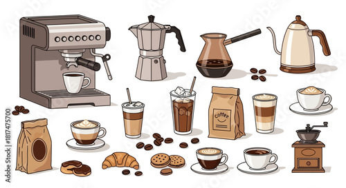 Coffee Shop Delights An Illustrated Guide to Espresso Machines, Brewed Coffee, and Treats