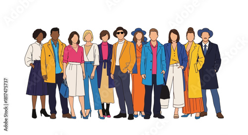 Diverse Group of People in Stylish Clothing Unity and Fashion Concept