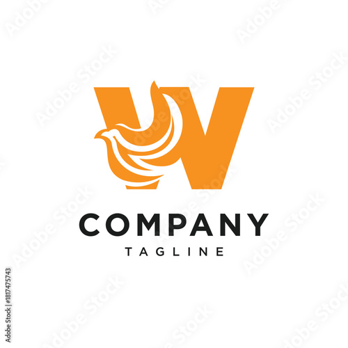 Letter W Fire Bird Logo Icon Vector