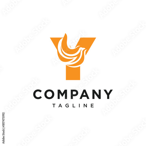 Letter Y Fire Bird Logo Icon Vector