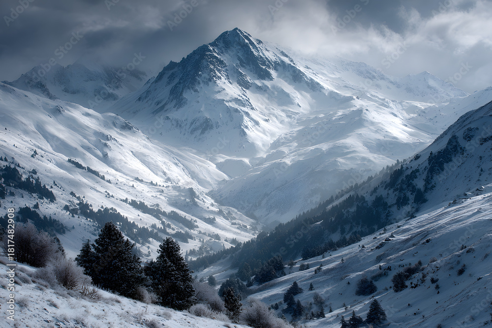 Fototapeta premium Hautes-Pyrénées - Peyragudes - Montagnes enneigées