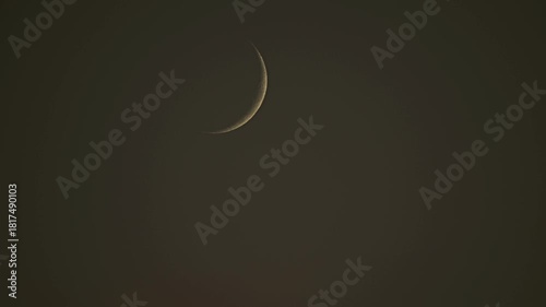 Tokyo, Japan - November 23, 2025: The Crescent moon at dusk in winter
