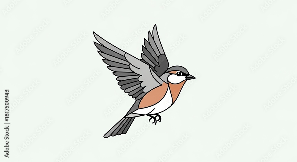 Obraz premium Bird in Flight - A Detailed Illustration on a Plain Background.