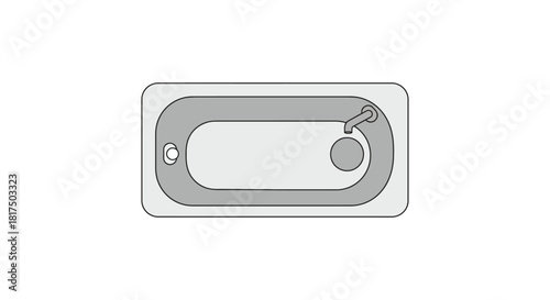 bathtub illustration an overhead view of an oval-shaped tub with faucet and drain a symbol of relaxation perfect for bathroom design articles.