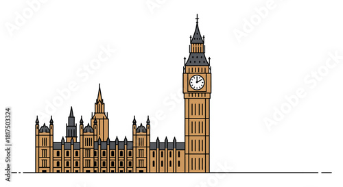 big ben illustration houses of parliament in london a flat vector design perfect for travel blogs architectural studies and historical context.