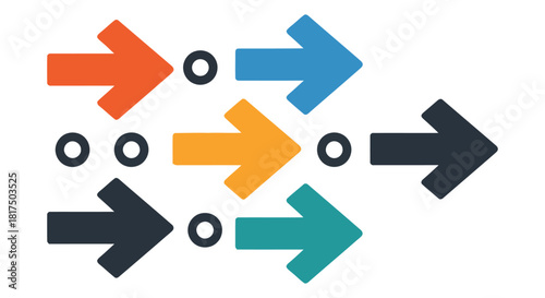 convergence funnel several arrows merging into one representing business strategy and data aggregation for streamlined processes and efficiency