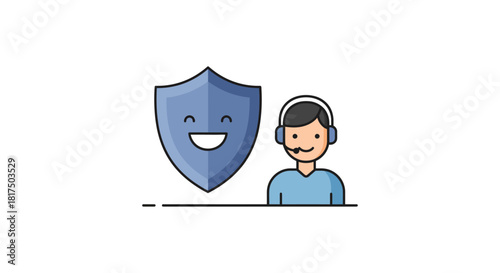 customer service protection offering support with a friendly smile and confident security ensuring satisfaction ideal for assistance websites