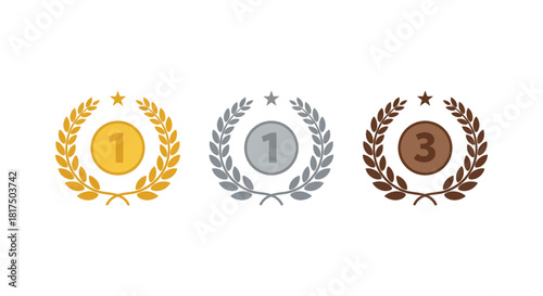 gold silver bronze awards laurel wreath with star design ideal for celebrating achievements and ranking success in competitions  promotions