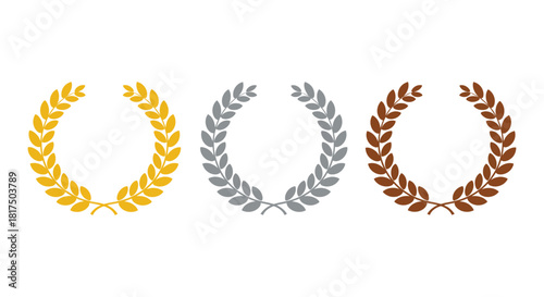 gold silver bronze wreaths honoring top achievements celebrating sporting excellence recognizing victory ideal for awards ceremonies and promoting competition