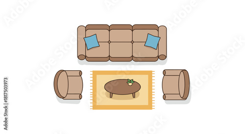 living room setup a sofa armchairs around a rug with table creating a cozy interior design suitable for home decor blogs and furniture stores