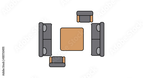 meeting room layout plan showing table surrounded by armchairs and sofas perfect for design and architecture presentations or interior design blogs