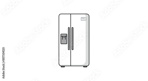 modern side by side refrigerator a kitchen appliance for food storage used in modern homes appliance illustration for kitchen design concepts.