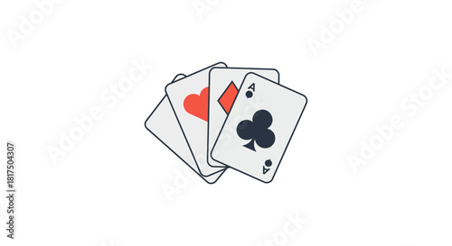Playing card aces for winning big creating a winning hand illustration and representing good luck or success in gambling activities.