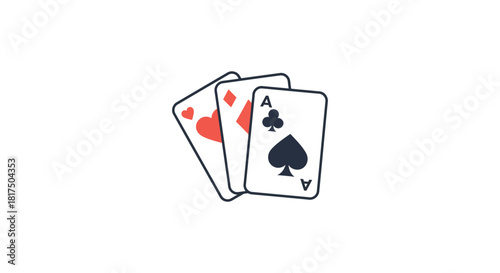 Playing cards illustration showing ace of spades hearts and diamonds ideal for casino night invitation and gambling blog online gaming resource.