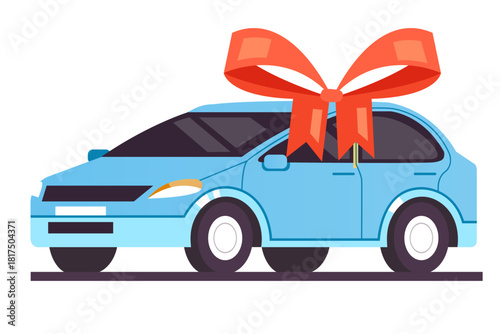 New car gift isolated concept. Vector graphic design illustration