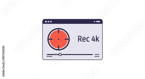 recording interface with target for capturing media in a software setting representing media recording and capture suitable for tech blogs and tutorials