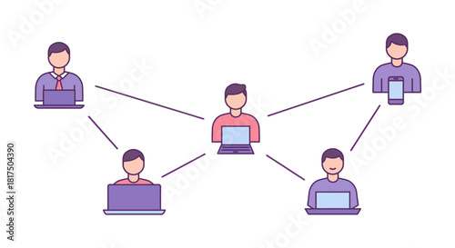 Remote team collaboration using laptops and smartphones for virtual meetings enhancing business communication and team synergy ideal for digital workspace concepts.