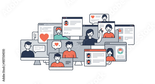 social media network connecting people online engaging on social media platforms sharing content creating an online community and promoting interaction globally