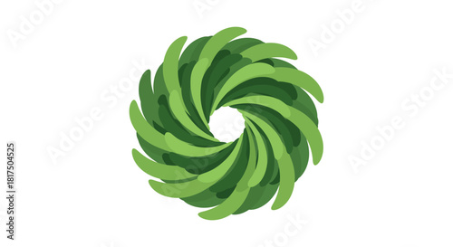swirling green design an abstract floral vortex creating a mesmerizing motion effect against a white background perfect for eco themes or nature blogs.