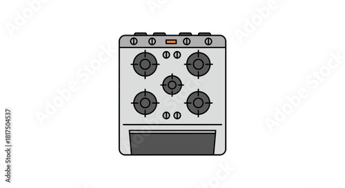 stove top kitchen range five-burner stove used for residential cooking providing efficient heating with simple design and reliable appliance
