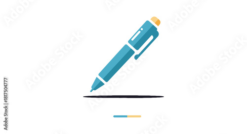 Writing with a blue pen creating a line on white perfect for educational design and illustration suitable for graphic content and education.