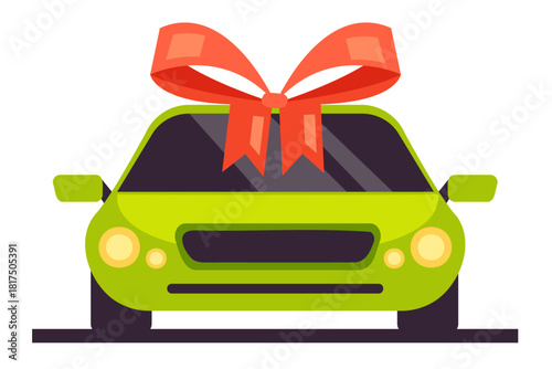 New car gift isolated concept. Vector graphic design illustration