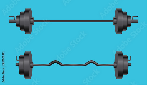 Dumbbell weight gym fitness barbell training sport isolated set. Vector graphic design illustration
