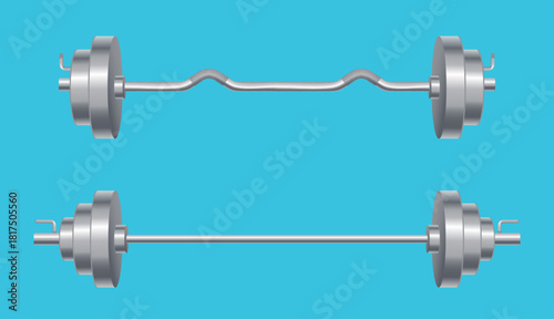 Dumbbell weight gym fitness barbell training sport isolated set. Vector graphic design illustration
