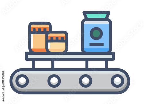 Bottles being transported on a conveyor line for packaging