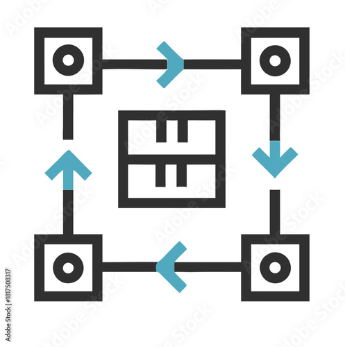 Diagram Showing a Delivery Process Flow with Boxes and Arrows