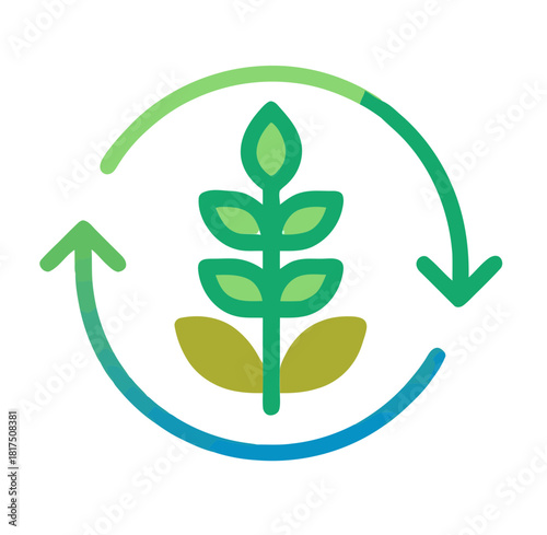 Illustration of plant growing within a recycling symbol