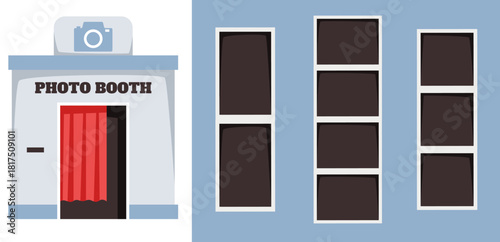 Photo booth machine pictures film cabin concept. Vector design graphic illustration
