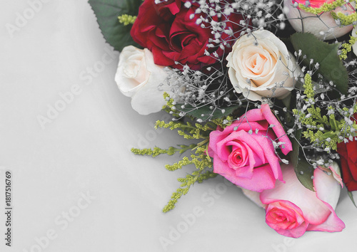 Decorative wedding decor plant nature bouquet roses flowers light background