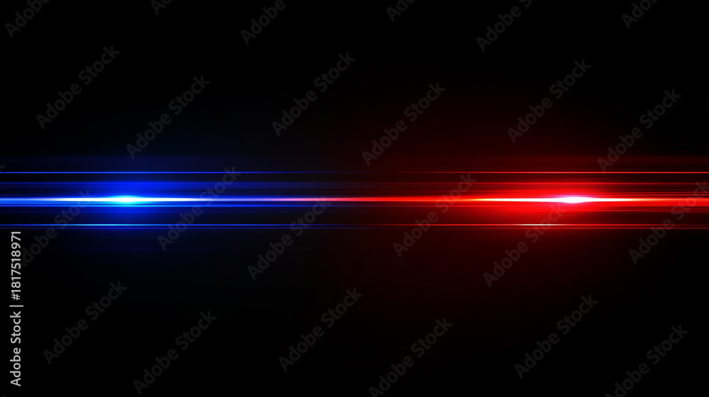 Obraz premium Futuristic abstract background with rotational border lines and high speed red and blue light trails forming horizontal motion rays that suggest advanced technology energy velocity and digital movemen