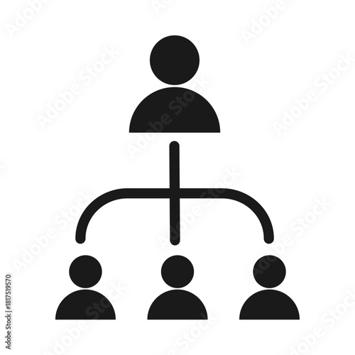 Clean vector icon featuring four human silhouettes arranged symmetrically. Perfect for teams, communities, groups, collaboration, or workforces.