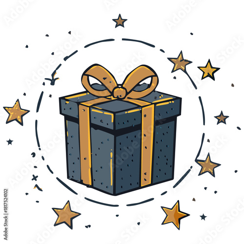 金色サプライズクリスマスギフト宝物箱がきらきら開き喜びが広がる