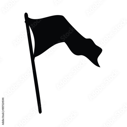 flag icon, silhouette of flag, A single black flag waving symbolizing protest and rebellion in