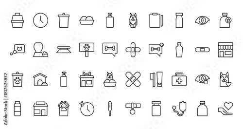 40 set of outline web animal care icons such as animal care, animal care, vector thin icons for report, presentation, diagram, web design, mobile app
