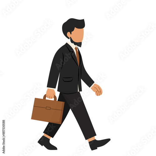 Businessman Walking with Briefcase – Flat Character Illustration