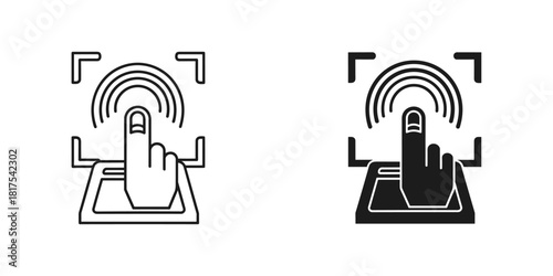 Fingerprint scan icon for biometric identification and security access, isolated on