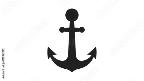 Vector illustration of simple black silhouette of a nautical anchor isolated on transparent background 