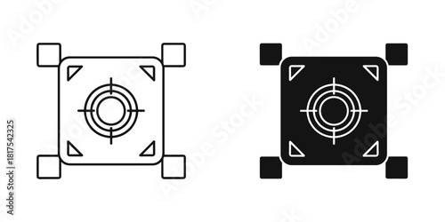 Target point icon with bounding box for focus and precision measurement, isolated on