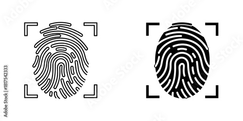 Fingerprint scan icons for security and identification, isolated on