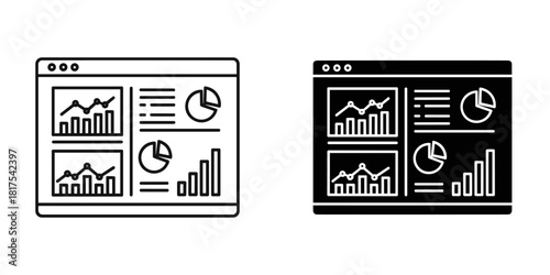 Data analytics dashboard in a browser window displaying various charts and graphs for business intelligence