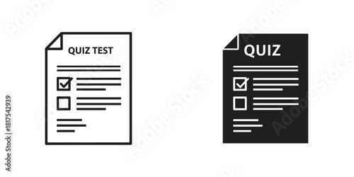 Quiz test document icon with checkboxes, representing an online exam or survey for education and assessment