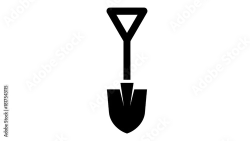 Vector illustration of simple black silhouette icon of a garden shovel or spade isolated on transparent background 