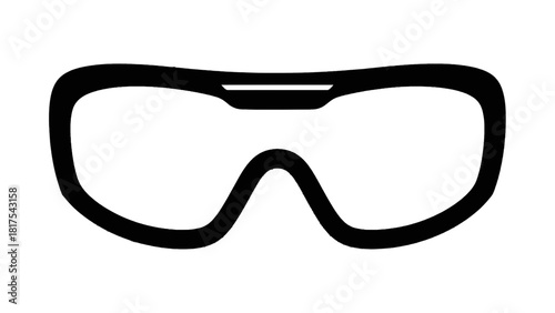 Vector illustration of black and white outline icon of safety goggles or protective eyewear isolated on transparent background 
