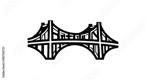 Minimalistic black and white bridge illustration on a white background providing an artistic and