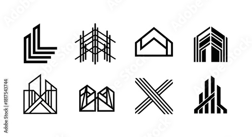 Collection of diverse architectural logo designs embodying innovation and modernity