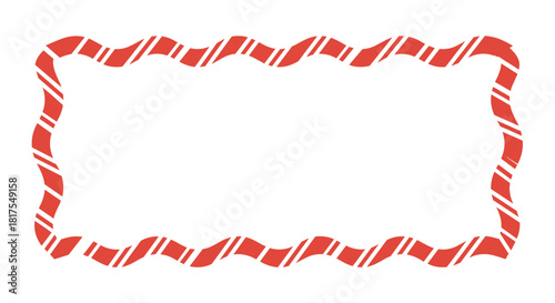 Illustration of a decorative rectangular frame with a red and white candy cane pattern border design